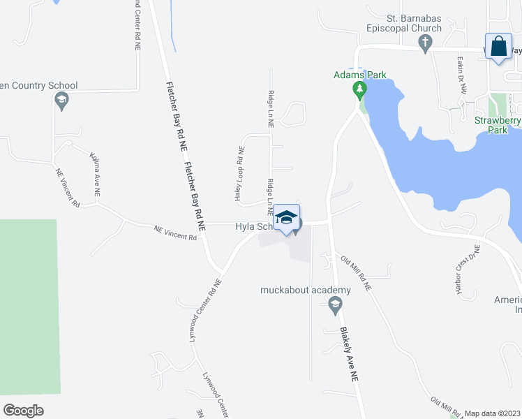 map of restaurants, bars, coffee shops, grocery stores, and more near 6401 Haley Loop Road Northeast in Bainbridge Island