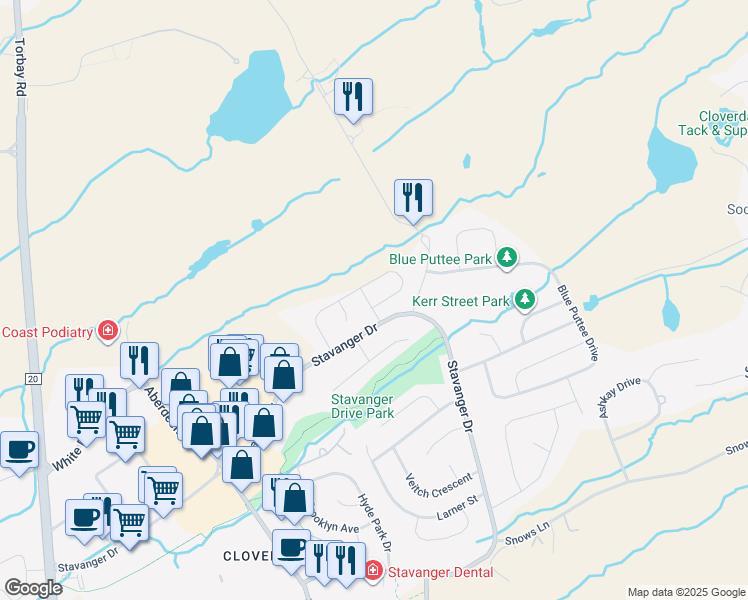 map of restaurants, bars, coffee shops, grocery stores, and more near 1 Shortall Street in St. John's