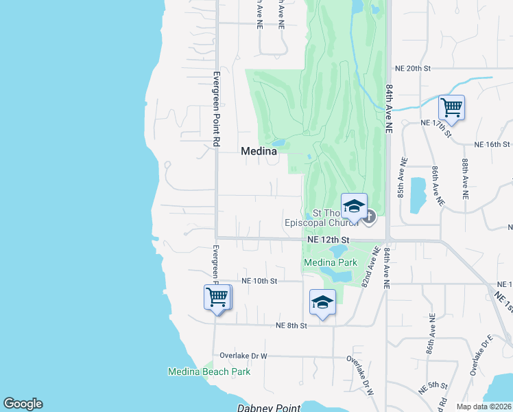 map of restaurants, bars, coffee shops, grocery stores, and more near 7661 Northeast 14th Street in Medina