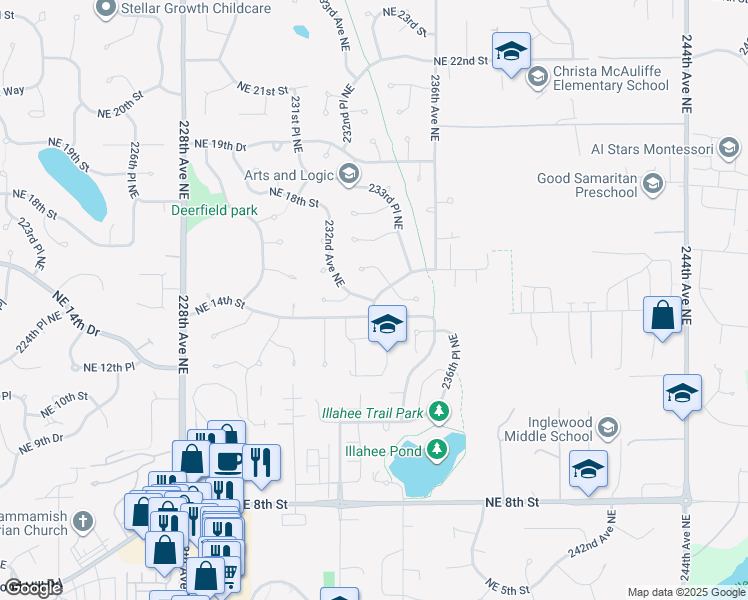 map of restaurants, bars, coffee shops, grocery stores, and more near 24617 Northeast 14th Place in Sammamish