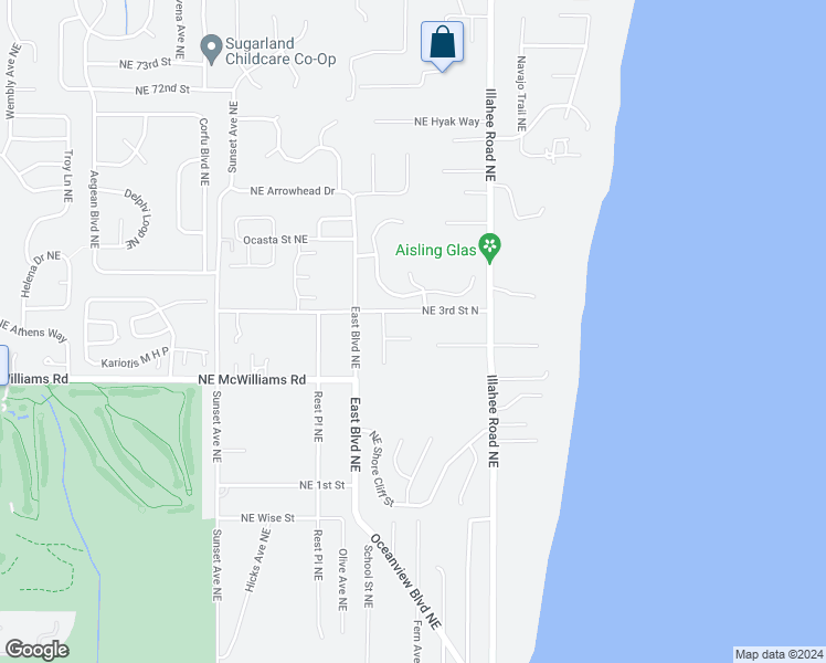 map of restaurants, bars, coffee shops, grocery stores, and more near 3720 Northeast Clark Street in Bremerton