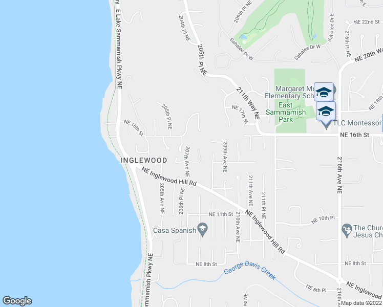map of restaurants, bars, coffee shops, grocery stores, and more near 1518 207th Avenue Northeast in Sammamish