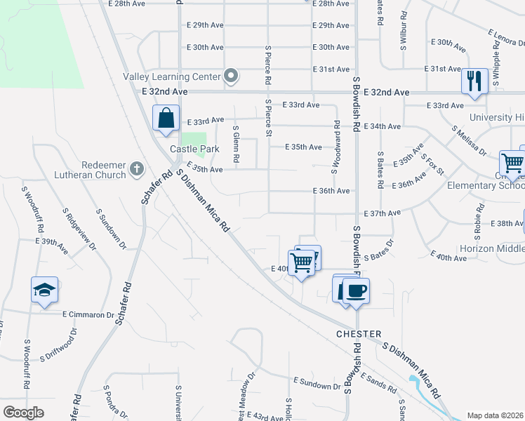 map of restaurants, bars, coffee shops, grocery stores, and more near 11019 East 37th Avenue in Spokane Valley