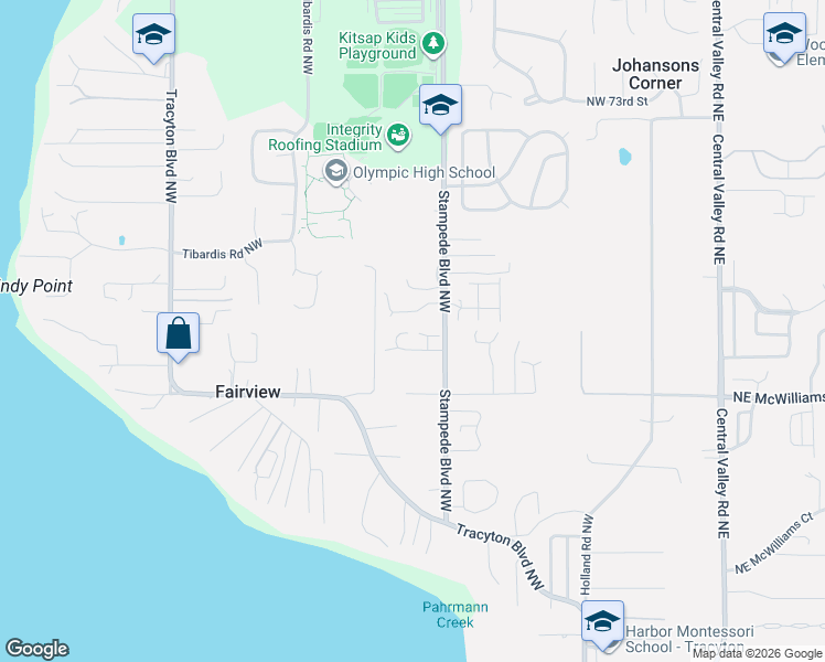 map of restaurants, bars, coffee shops, grocery stores, and more near 981 Northwest Durango Court in Bremerton