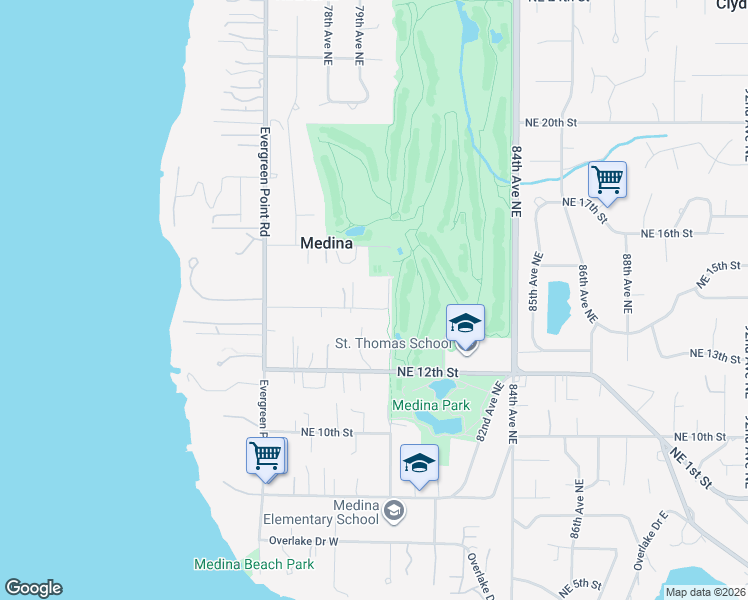 map of restaurants, bars, coffee shops, grocery stores, and more near 1415 80th Avenue Northeast in Medina