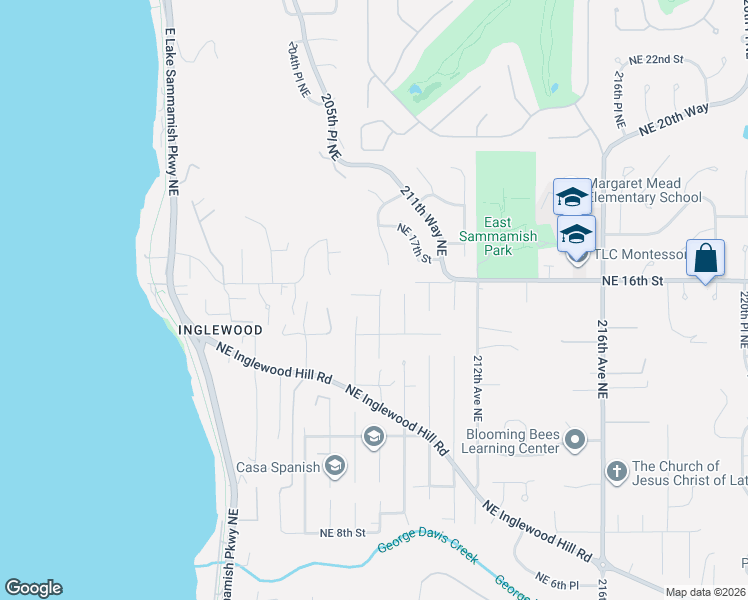 map of restaurants, bars, coffee shops, grocery stores, and more near 1548 209th Avenue Northeast in Sammamish
