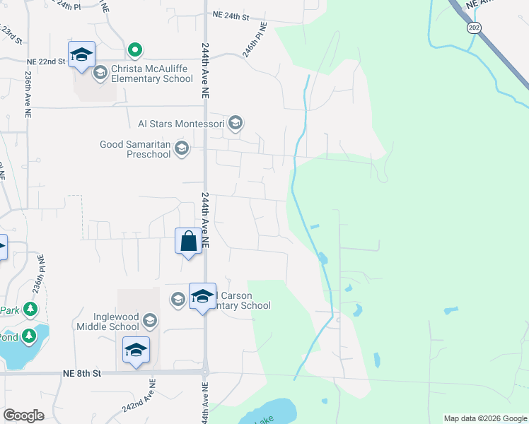 map of restaurants, bars, coffee shops, grocery stores, and more near 1533 247th Avenue Northeast in Sammamish