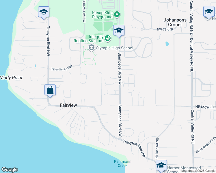 map of restaurants, bars, coffee shops, grocery stores, and more near 981 Northwest Durango Court in Bremerton