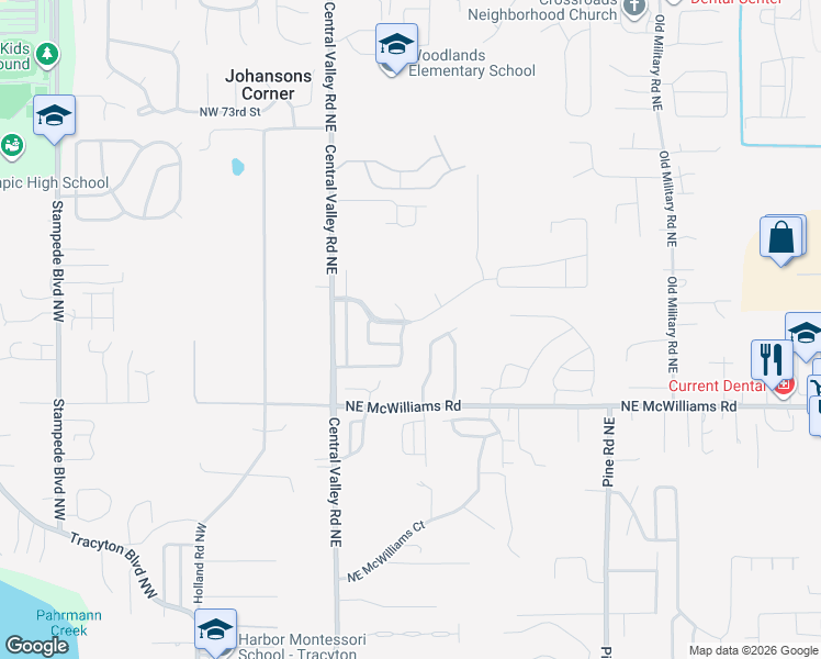 map of restaurants, bars, coffee shops, grocery stores, and more near 6680 Northeast Aquarius Lane in Bremerton