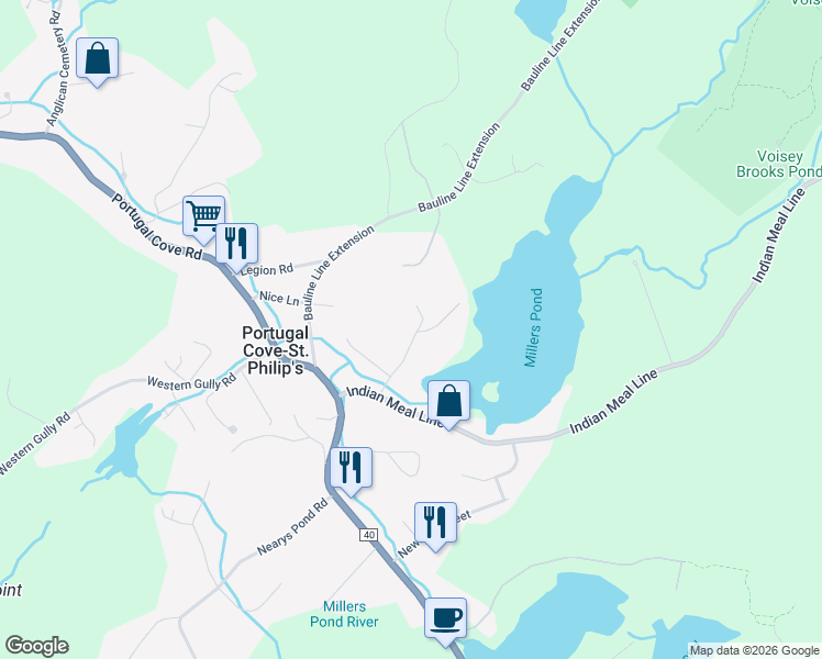 map of restaurants, bars, coffee shops, grocery stores, and more near 21 Millers Road in Portugal Cove-St. Philip's