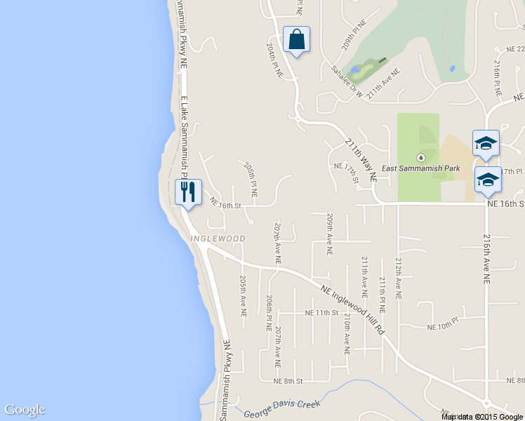 map of restaurants, bars, coffee shops, grocery stores, and more near 1598-1580 206th Avenue Northeast in Sammamish