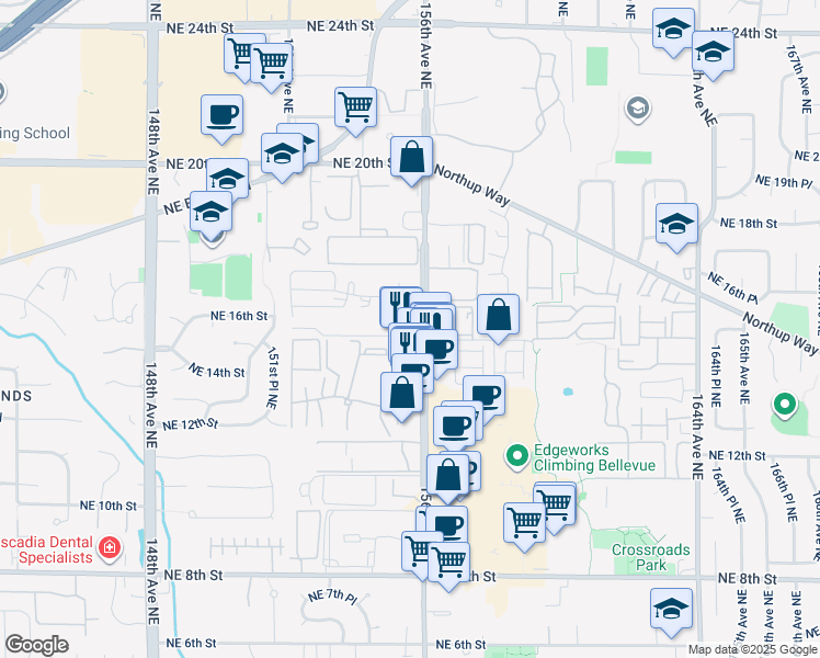 map of restaurants, bars, coffee shops, grocery stores, and more near in Seattle