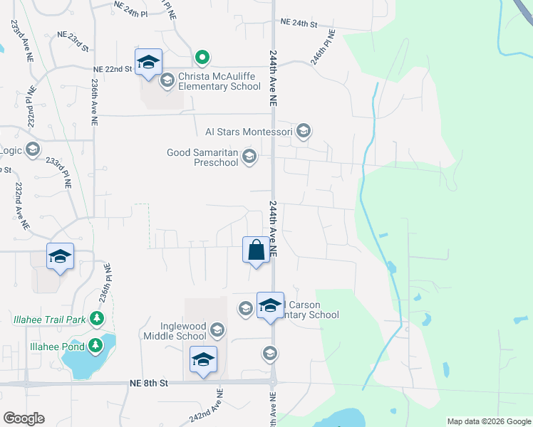 map of restaurants, bars, coffee shops, grocery stores, and more near 1488 243rd Place Northeast in Sammamish