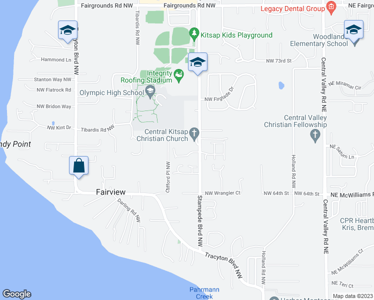 map of restaurants, bars, coffee shops, grocery stores, and more near 964 Northwest Durango Court in Bremerton