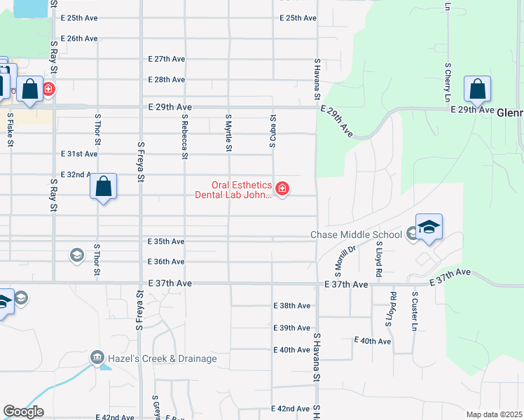 map of restaurants, bars, coffee shops, grocery stores, and more near 4104 East 34th Avenue in Spokane