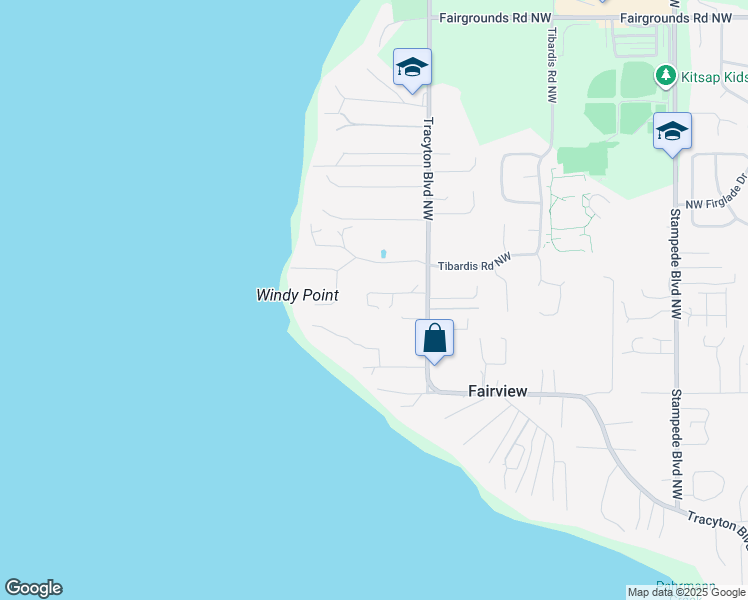 map of restaurants, bars, coffee shops, grocery stores, and more near 1645 Northwest Gillespie Way in Bremerton