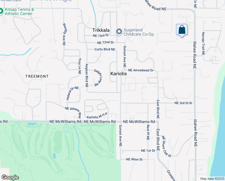 map of restaurants, bars, coffee shops, grocery stores, and more near 3120 Aegean Boulevard Northeast in Bremerton