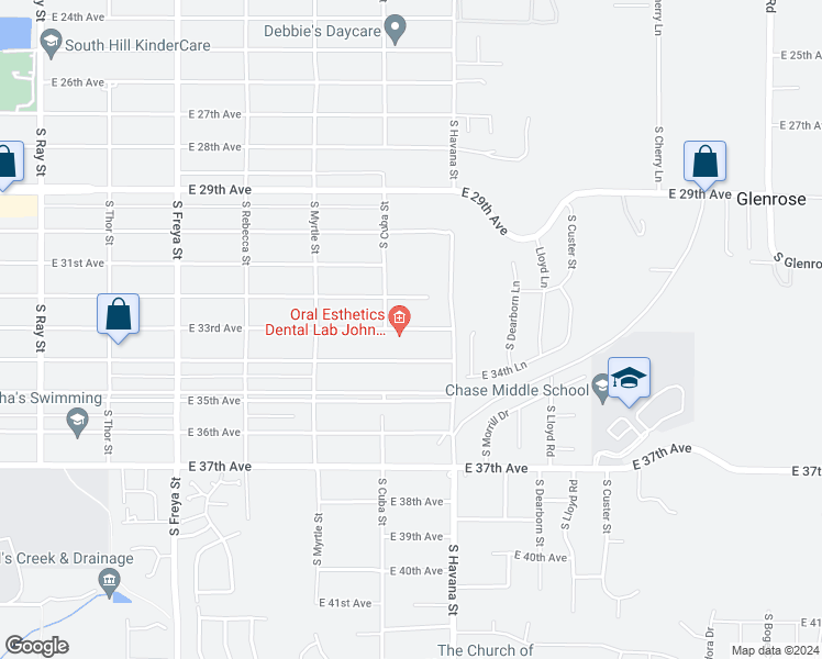 map of restaurants, bars, coffee shops, grocery stores, and more near 4240 East 32nd Avenue in Spokane