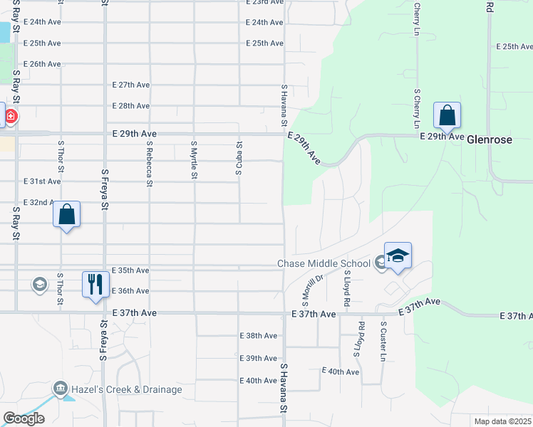 map of restaurants, bars, coffee shops, grocery stores, and more near 4240 East 32nd Avenue in Spokane