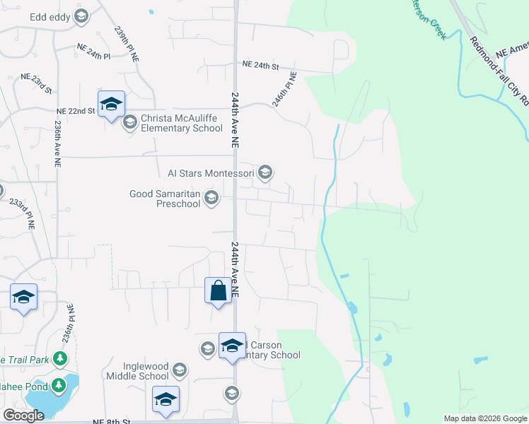 map of restaurants, bars, coffee shops, grocery stores, and more near 1720 246th Place Northeast in Redmond