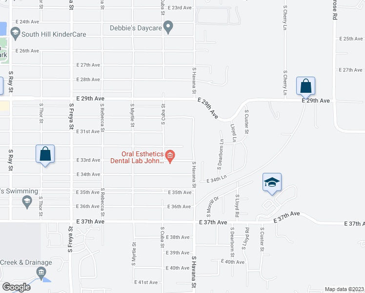 map of restaurants, bars, coffee shops, grocery stores, and more near 4263 East 32nd Avenue in Spokane