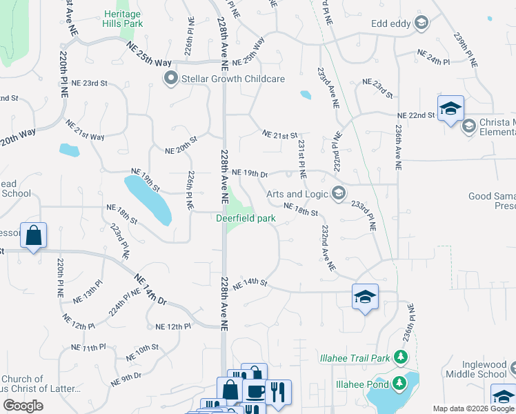 map of restaurants, bars, coffee shops, grocery stores, and more near in Sammamish