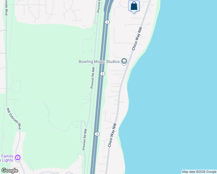 map of restaurants, bars, coffee shops, grocery stores, and more near 6913 Chico Way Northwest in Bremerton