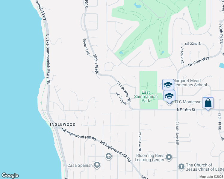 map of restaurants, bars, coffee shops, grocery stores, and more near 1718 209th Place Northeast in Sammamish