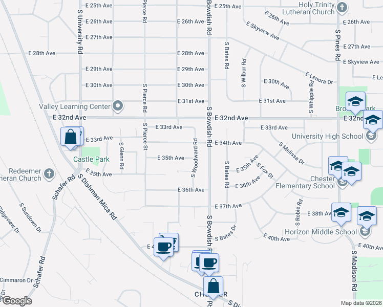 map of restaurants, bars, coffee shops, grocery stores, and more near 11322 East 34th Avenue in Spokane Valley