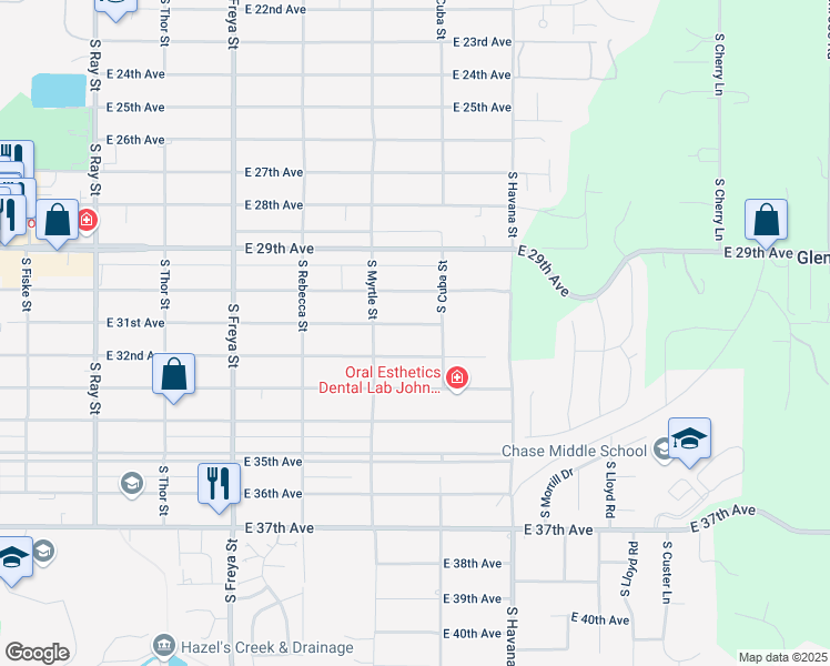 map of restaurants, bars, coffee shops, grocery stores, and more near 4029 East 31st Avenue in Spokane