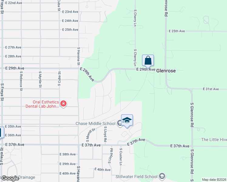 map of restaurants, bars, coffee shops, grocery stores, and more near 3107 South Custer Street in Spokane