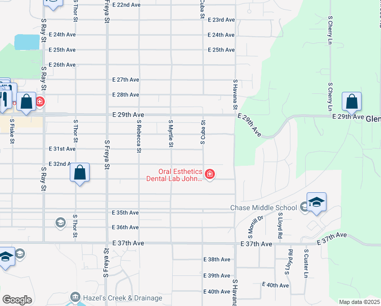 map of restaurants, bars, coffee shops, grocery stores, and more near 4029 East 31st Avenue in Spokane