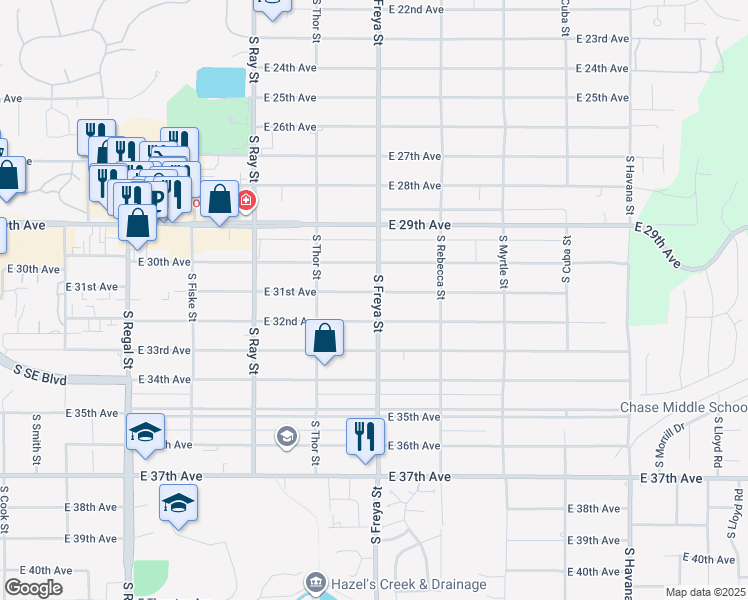 map of restaurants, bars, coffee shops, grocery stores, and more near 3517 East 31st Avenue in Spokane
