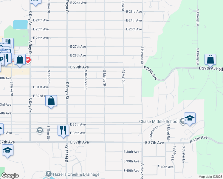 map of restaurants, bars, coffee shops, grocery stores, and more near 4029 East 31st Avenue in Spokane