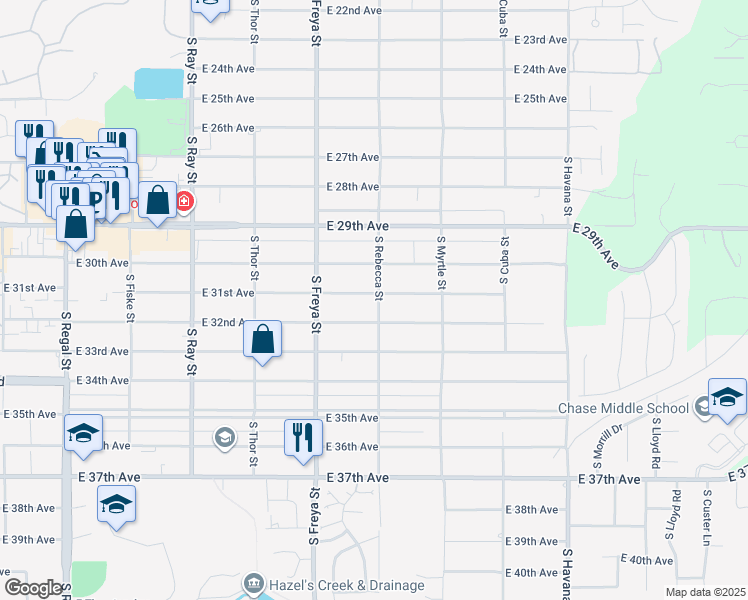 map of restaurants, bars, coffee shops, grocery stores, and more near 3727 East 31st Avenue in Spokane