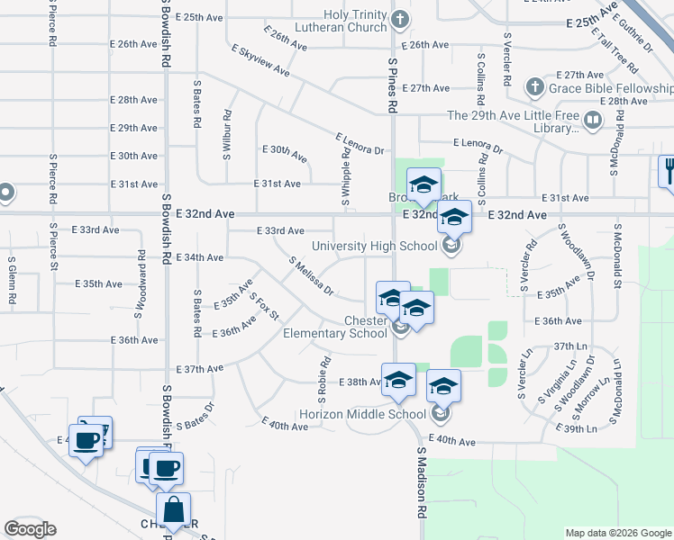 map of restaurants, bars, coffee shops, grocery stores, and more near 12021 East 34th Avenue in Spokane Valley