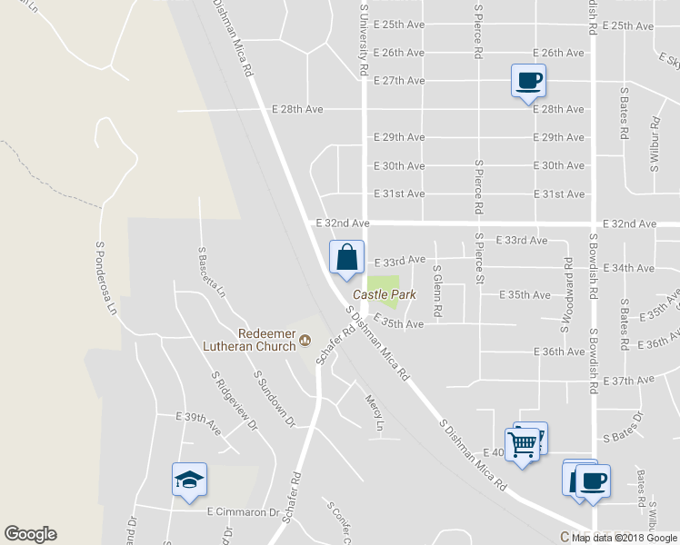 map of restaurants, bars, coffee shops, grocery stores, and more near 3316 South Raymond Circle in Spokane Valley