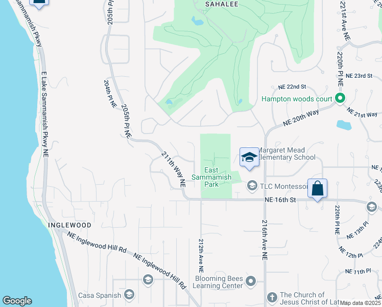 map of restaurants, bars, coffee shops, grocery stores, and more near 1823 211th Place Northeast in Sammamish
