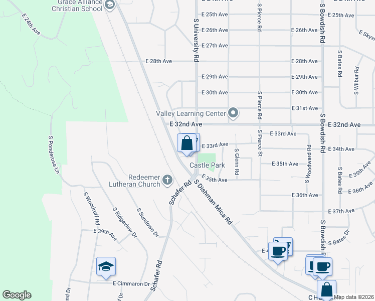 map of restaurants, bars, coffee shops, grocery stores, and more near 3316 South Raymond Circle in Spokane Valley