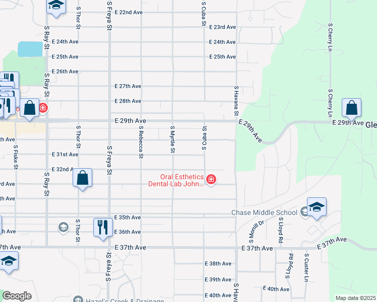 map of restaurants, bars, coffee shops, grocery stores, and more near 4029 East 31st Avenue in Spokane