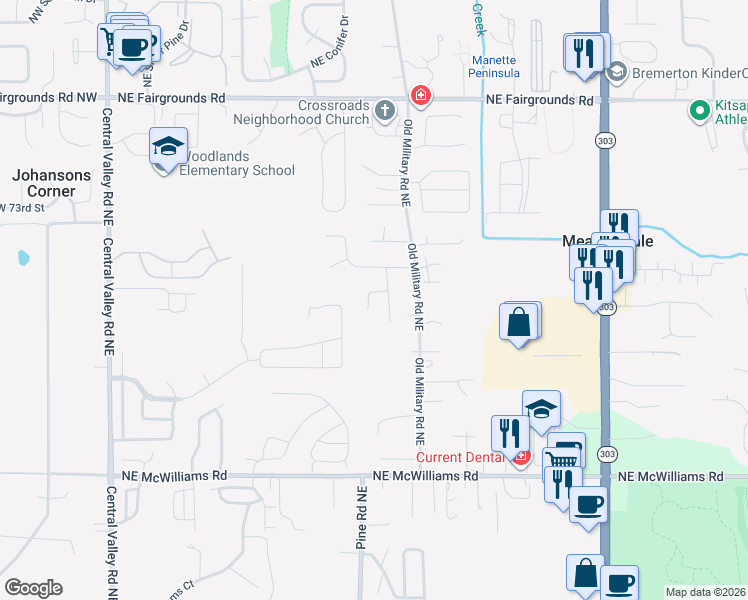 map of restaurants, bars, coffee shops, grocery stores, and more near 985 Northeast Colby Court in Bremerton