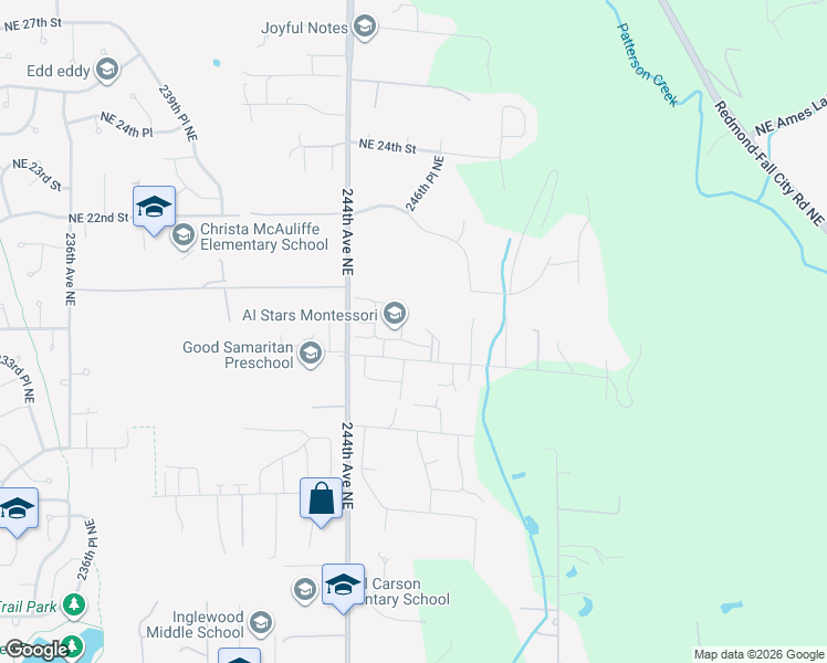 map of restaurants, bars, coffee shops, grocery stores, and more near 1836 246th Place Northeast in Sammamish