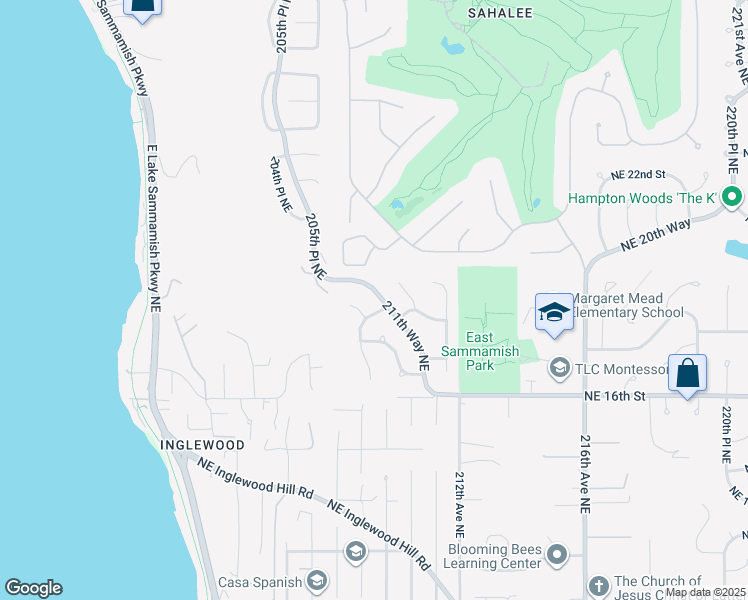 map of restaurants, bars, coffee shops, grocery stores, and more near 1827 211th Way Northeast in Sammamish