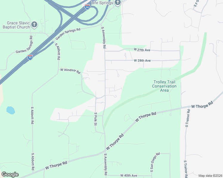 map of restaurants, bars, coffee shops, grocery stores, and more near 3105 South Assembly Road in Spokane