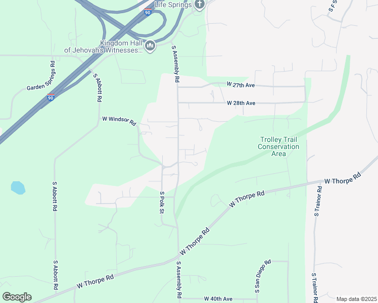map of restaurants, bars, coffee shops, grocery stores, and more near 3105 South Assembly Road in Spokane
