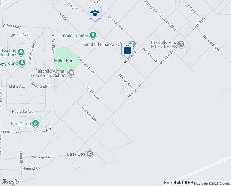 map of restaurants, bars, coffee shops, grocery stores, and more near in Fairchild Air Force Base