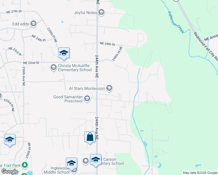 map of restaurants, bars, coffee shops, grocery stores, and more near 1836 246th Place Northeast in Sammamish