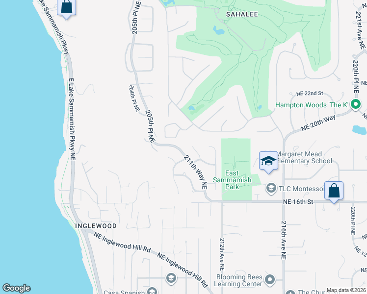 map of restaurants, bars, coffee shops, grocery stores, and more near 1827 211th Way Northeast in Sammamish