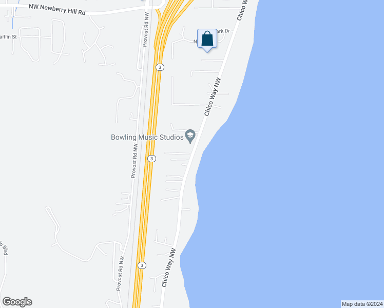 map of restaurants, bars, coffee shops, grocery stores, and more near 6917 Chico Way in Bremerton