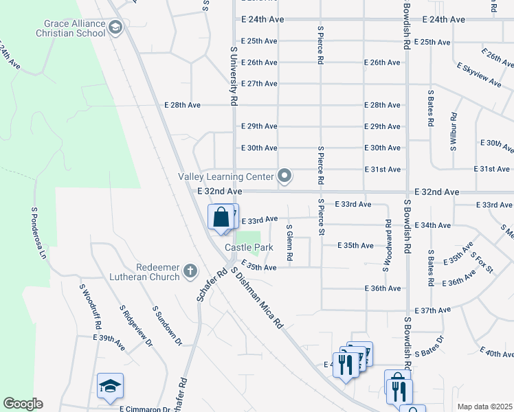 map of restaurants, bars, coffee shops, grocery stores, and more near 10807 East 32nd Avenue in Spokane Valley
